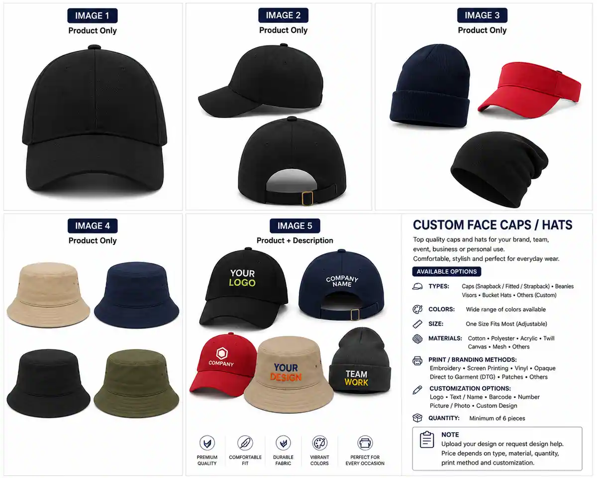 Face Caps & Hats Printing